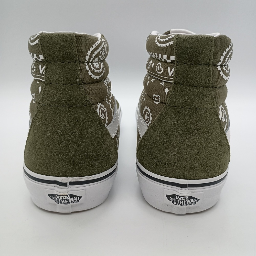 Vans Sk8-Hi Peace Paisley Grape Leaf Green High Top Shoes Mens 9 Womens 10.5 New - Picture 5 of 10